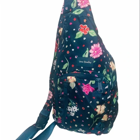 Vera Bradley Floral Sling Backpack - Dark Blue - Picture 1 of 5